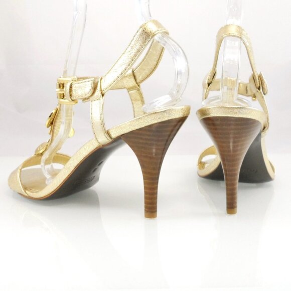 NIB$198 COACH Lucile Shiny Leather T-Strap Lucky Charm Sandals Heels 8 - Picture 4 of 14